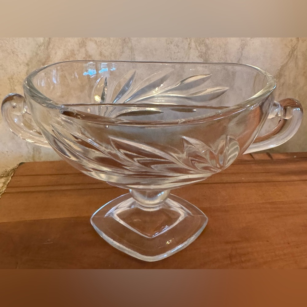 Double Handled Pressed Glass Sectioned Candy Dish / Compote
